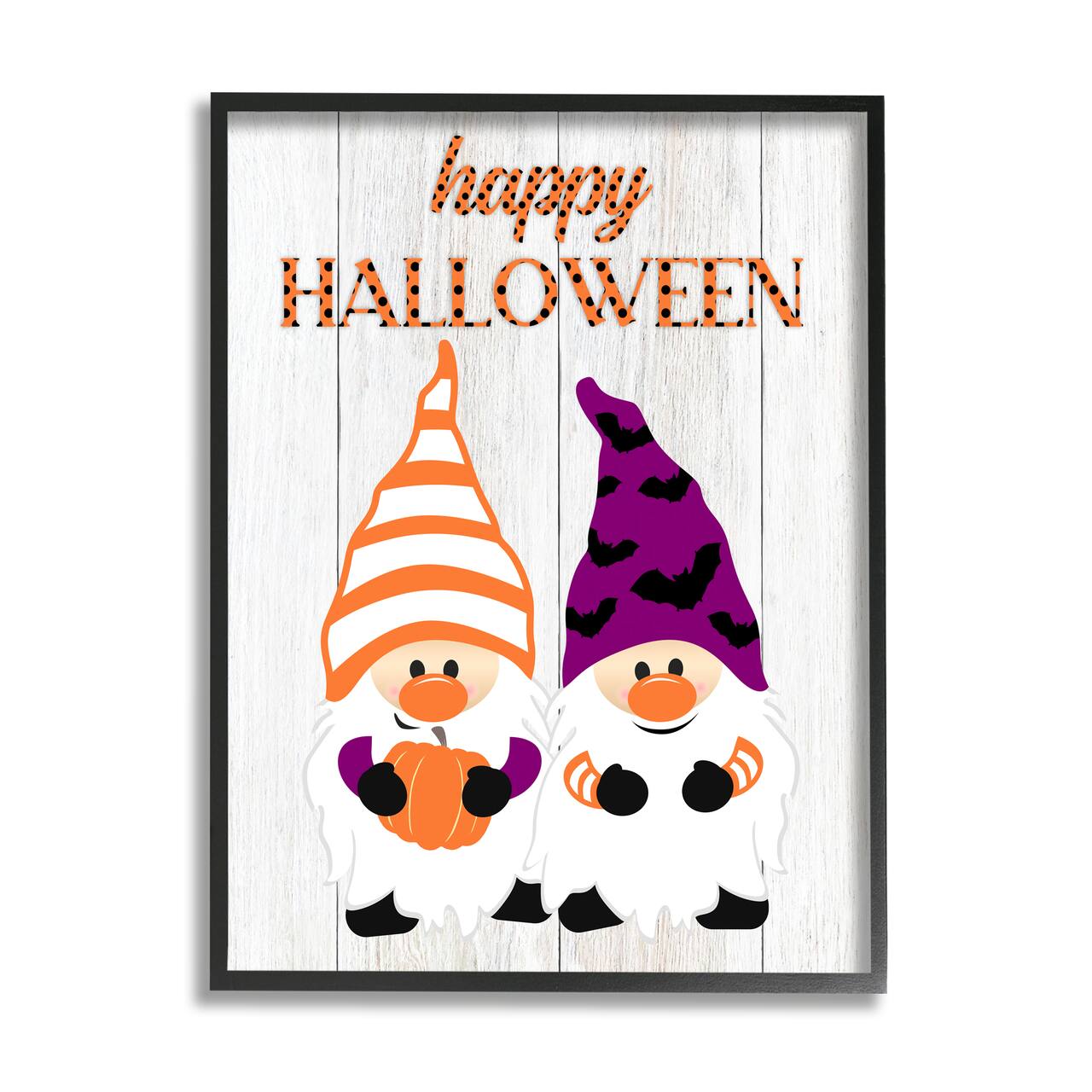 Stupell Industries Happy Halloween Seasonal Gnomes Framed Giclee Art